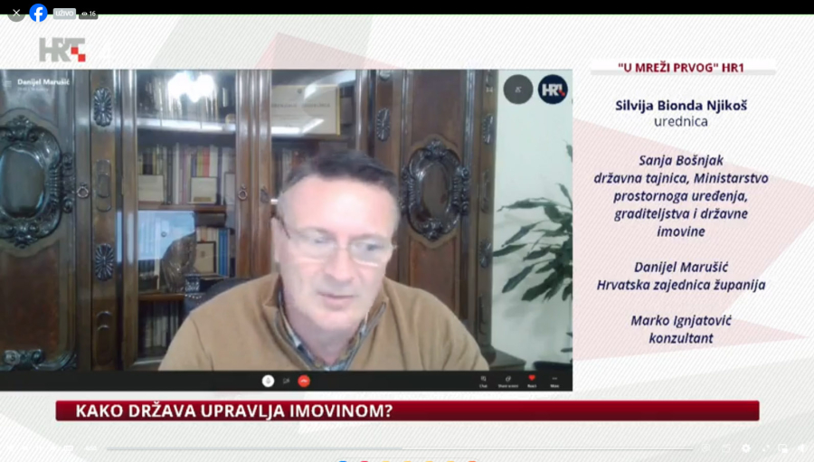 ŽUPAN MARUŠIĆ O ZAKONU O UPRAVLJANJU NEKRETNINAMA I POKRETNINAMA U RH U EMISIJI HRT-A "U MREŽI PRVOGA"